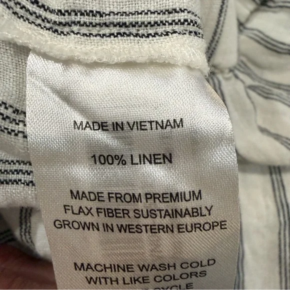 Quince 100% European Linen Tapered Ankle Pants Women’s XL Oatmeal/Black Stripe - Picture 12 of 12